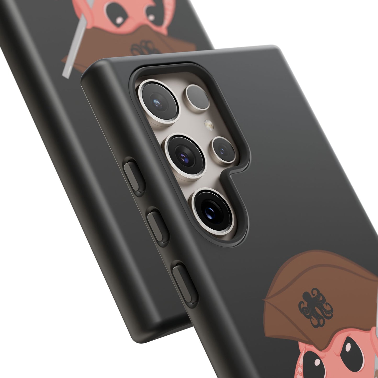 Phone case featuring a cartoon pirate themed original mascot design by the Octopus Revolution.