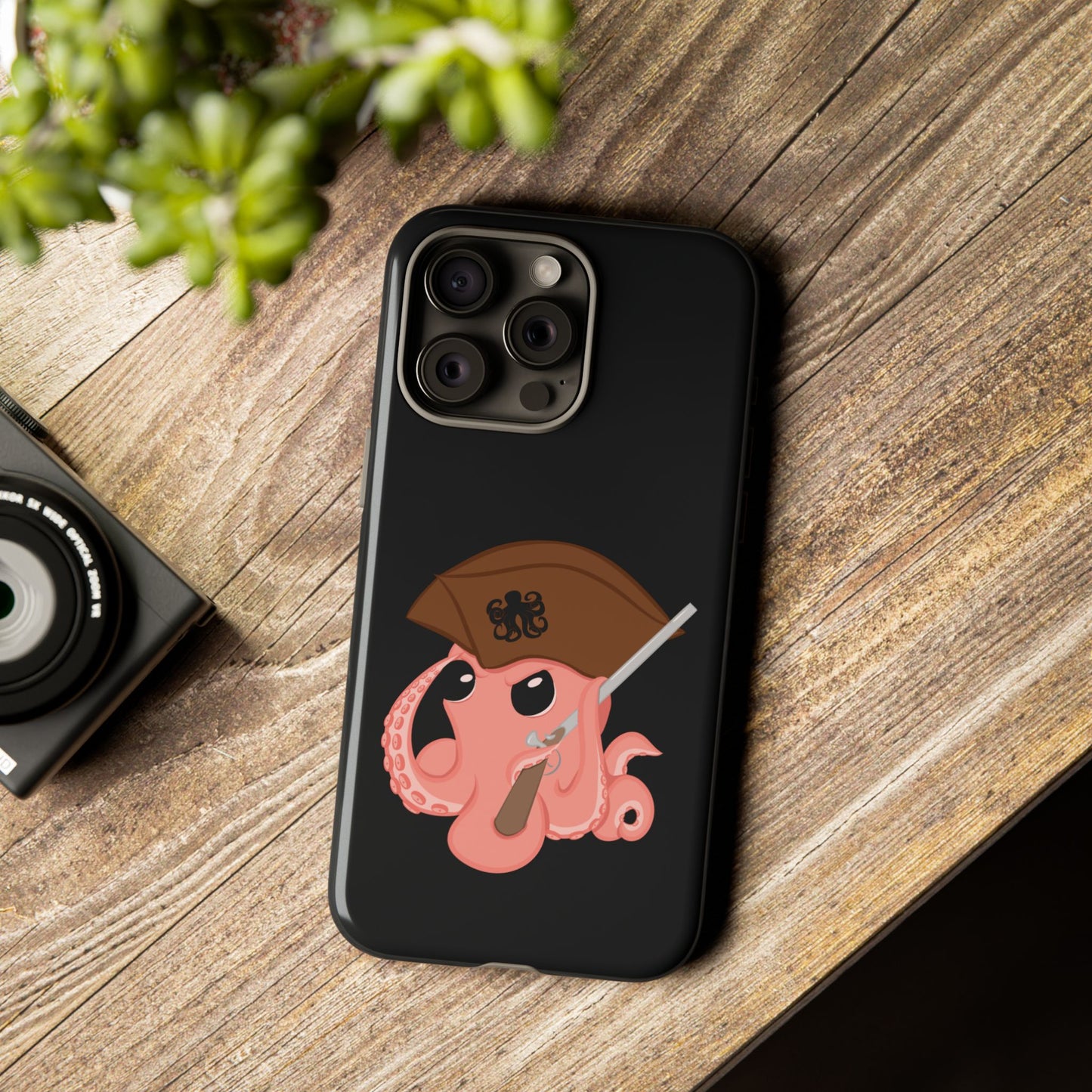 Phone case featuring a cartoon pirate themed original mascot design by the Octopus Revolution.