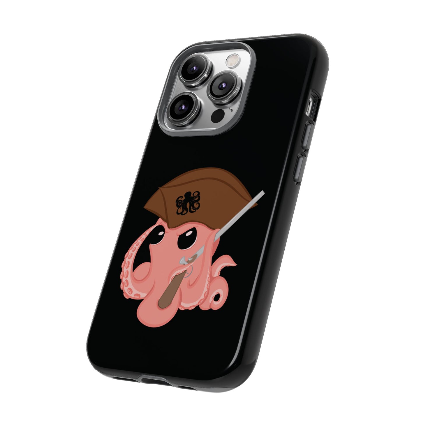 Phone case featuring a cartoon pirate themed original mascot design by the Octopus Revolution.