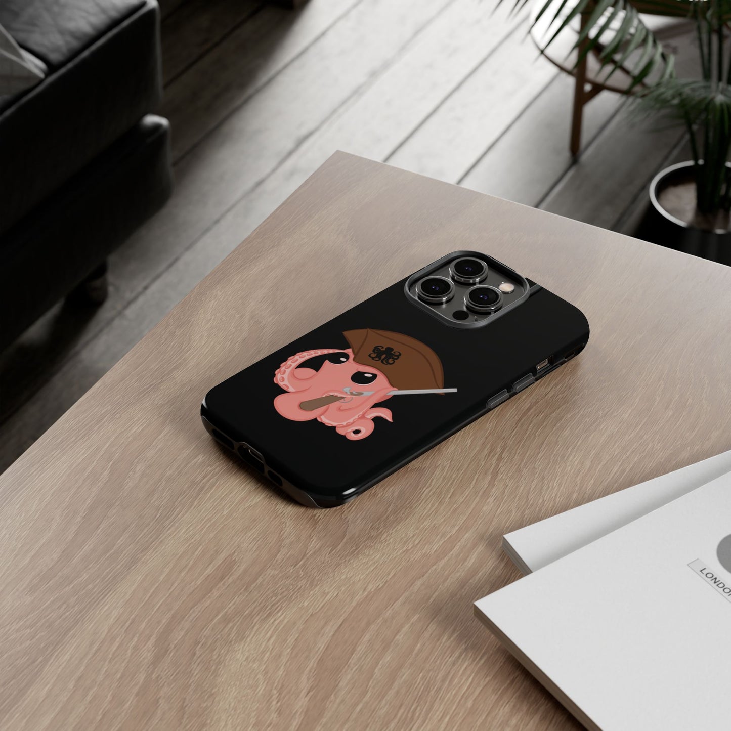 Phone case featuring a cartoon pirate themed original mascot design by the Octopus Revolution.