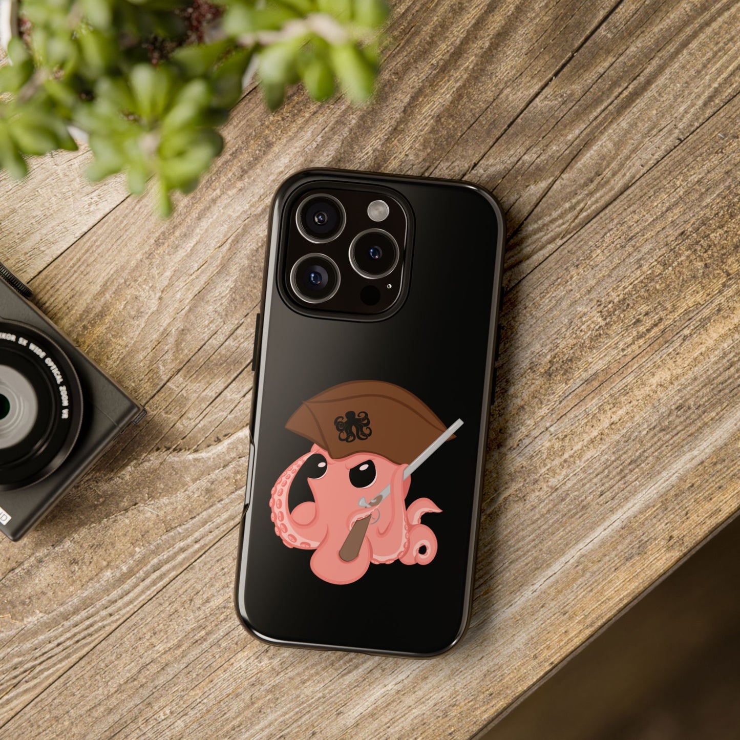 Phone case featuring a cartoon pirate themed original mascot design by the Octopus Revolution.