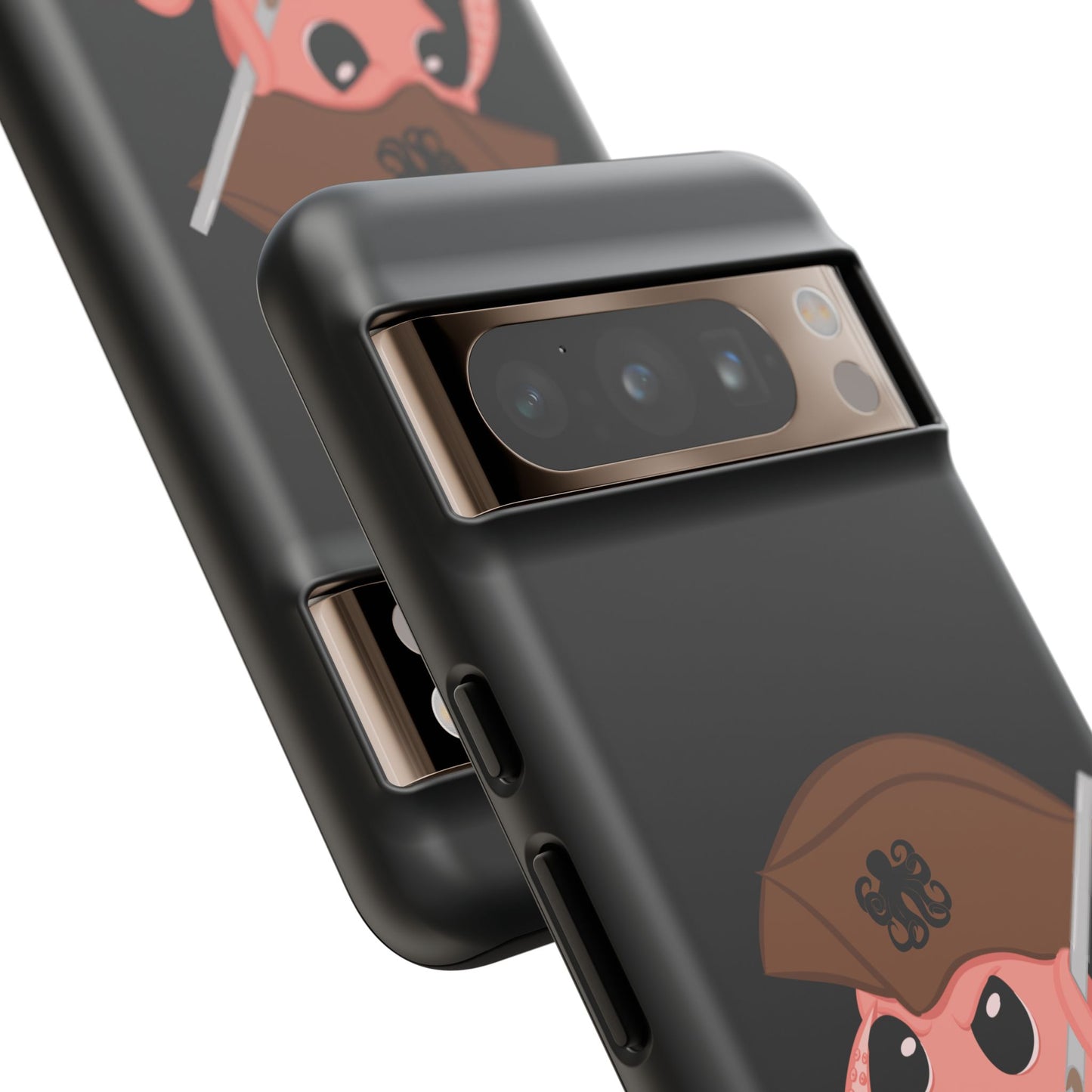 Phone case featuring a cartoon pirate themed original mascot design by the Octopus Revolution.