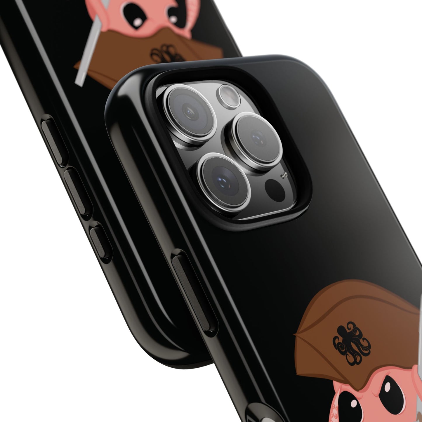 Phone case featuring a cartoon pirate themed original mascot design by the Octopus Revolution.