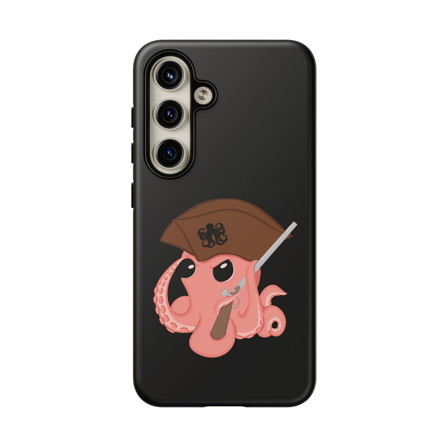 Phone case featuring a cartoon pirate themed original mascot design by the Octopus Revolution.