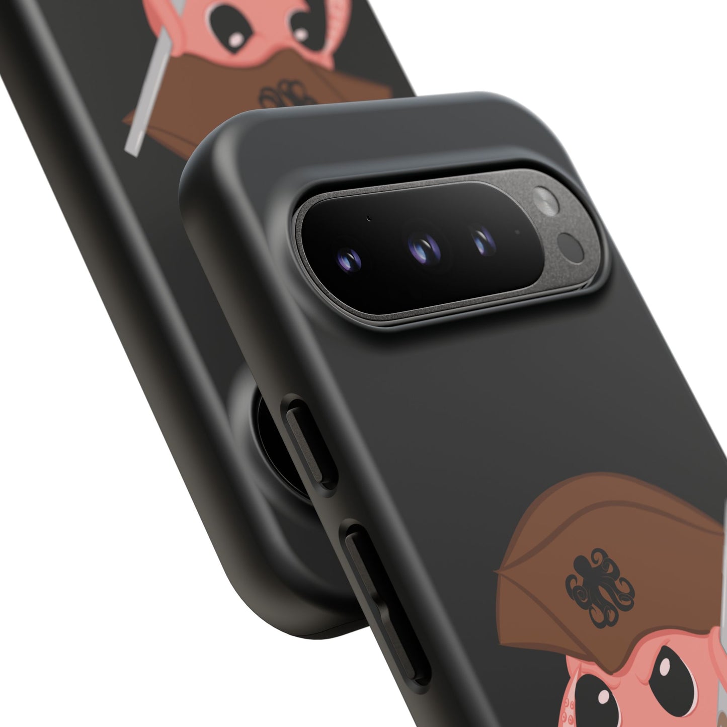 Phone case featuring a cartoon pirate themed original mascot design by the Octopus Revolution.