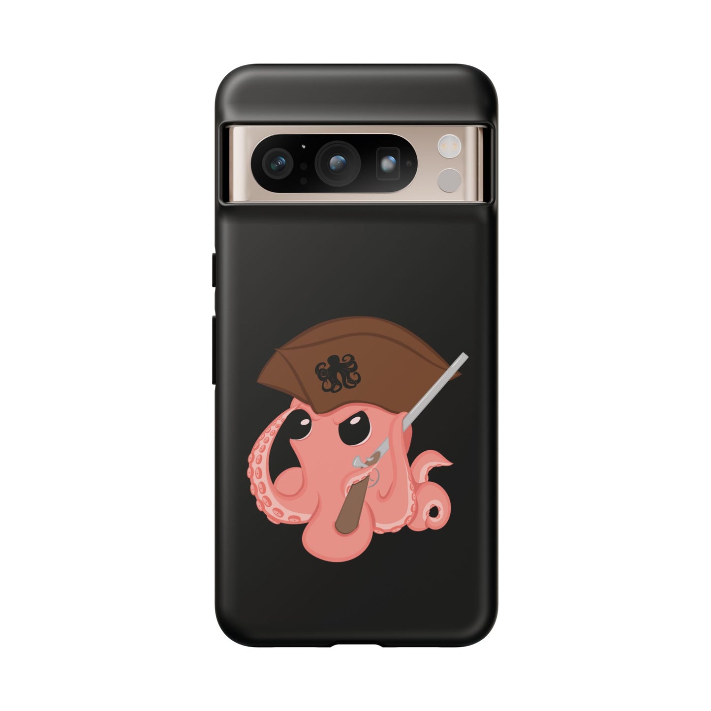 Phone case featuring a cartoon pirate themed original mascot design by the Octopus Revolution.