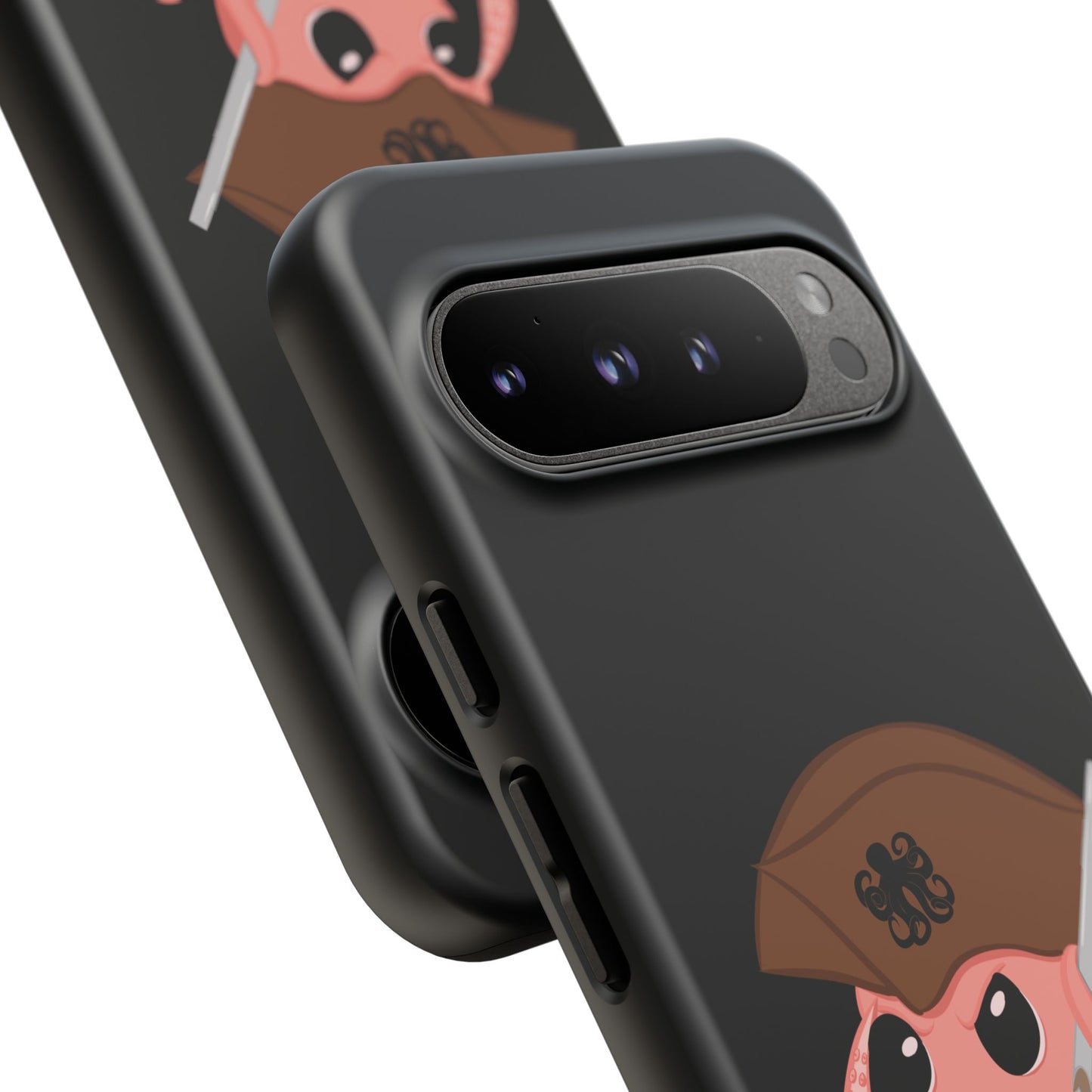 Phone case featuring a cartoon pirate themed original mascot design by the Octopus Revolution.