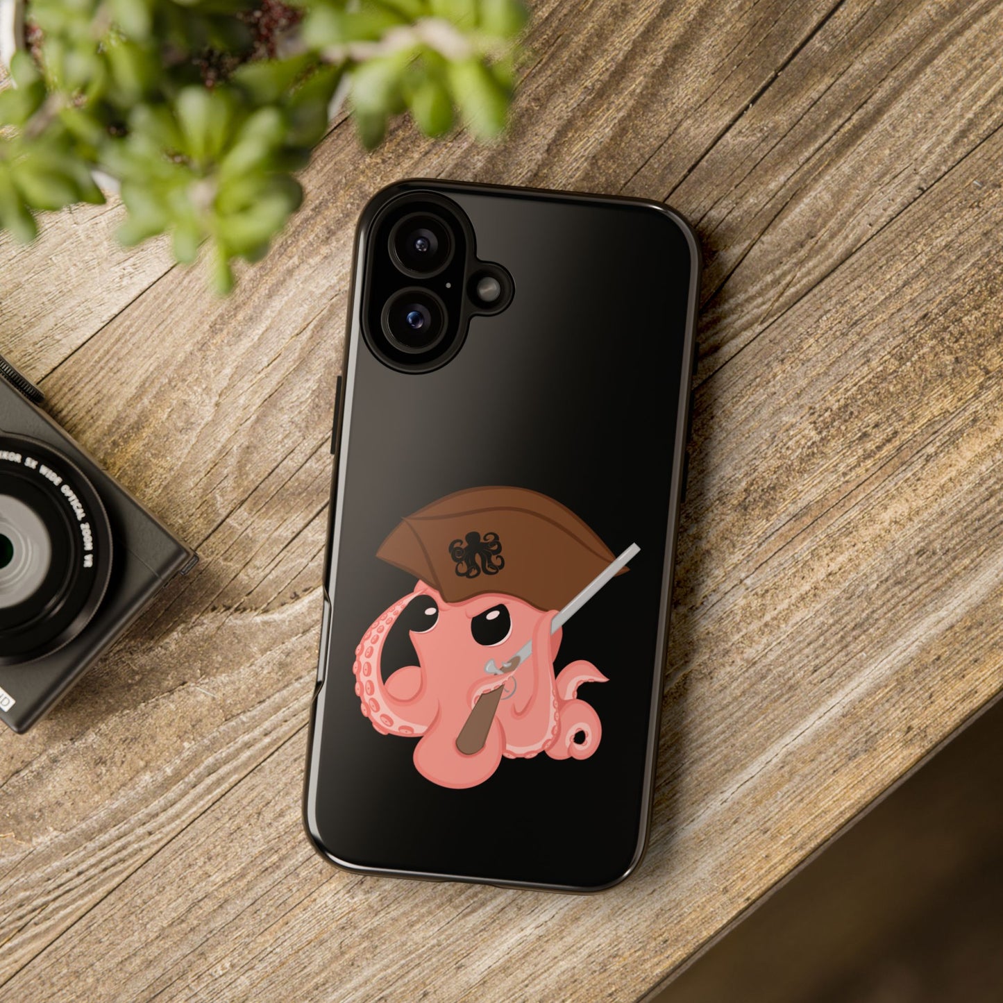 Phone case featuring a cartoon pirate themed original mascot design by the Octopus Revolution.