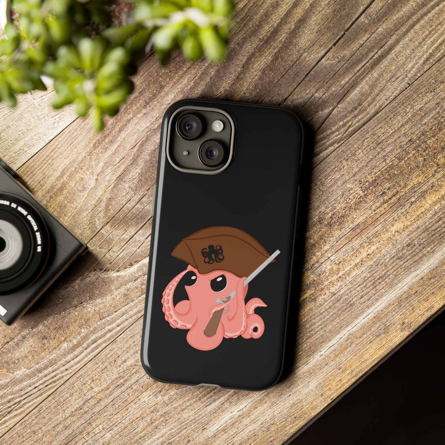 Phone case featuring a cartoon pirate themed original mascot design by the Octopus Revolution.