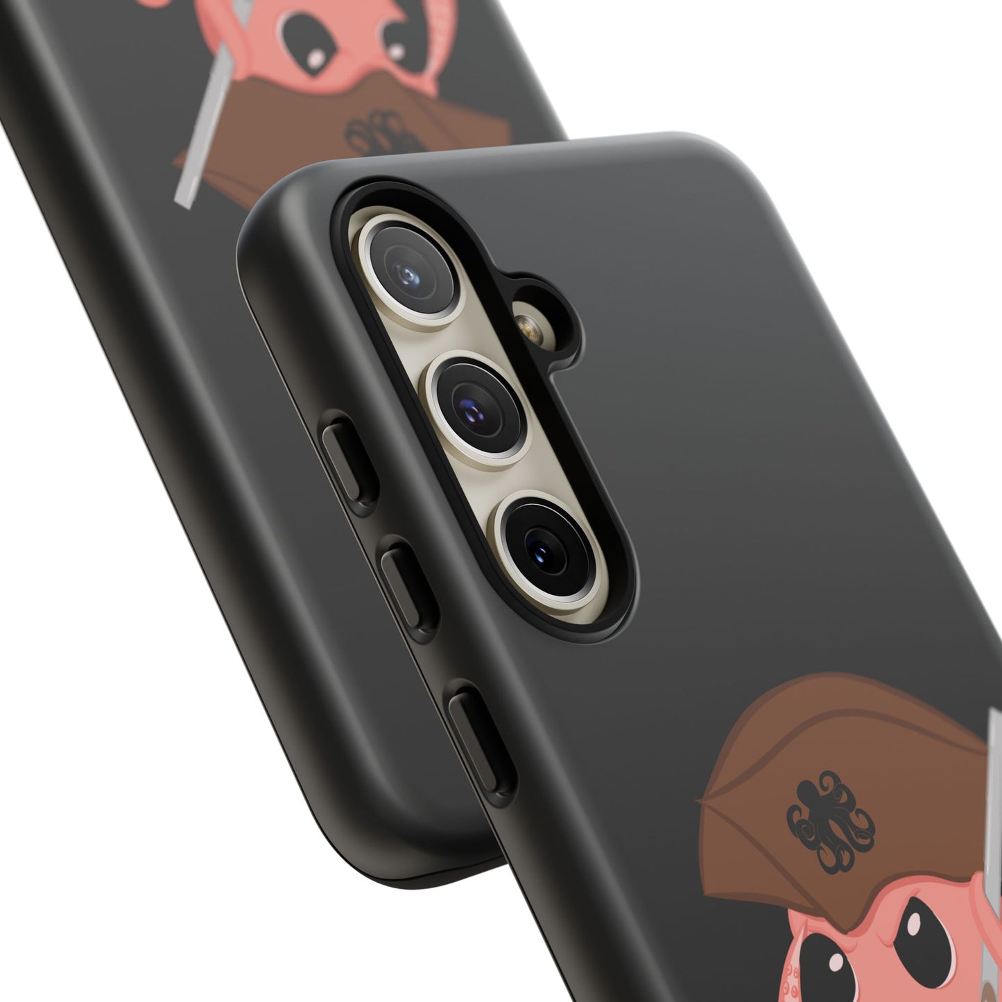 Phone case featuring a cartoon pirate themed original mascot design by the Octopus Revolution.