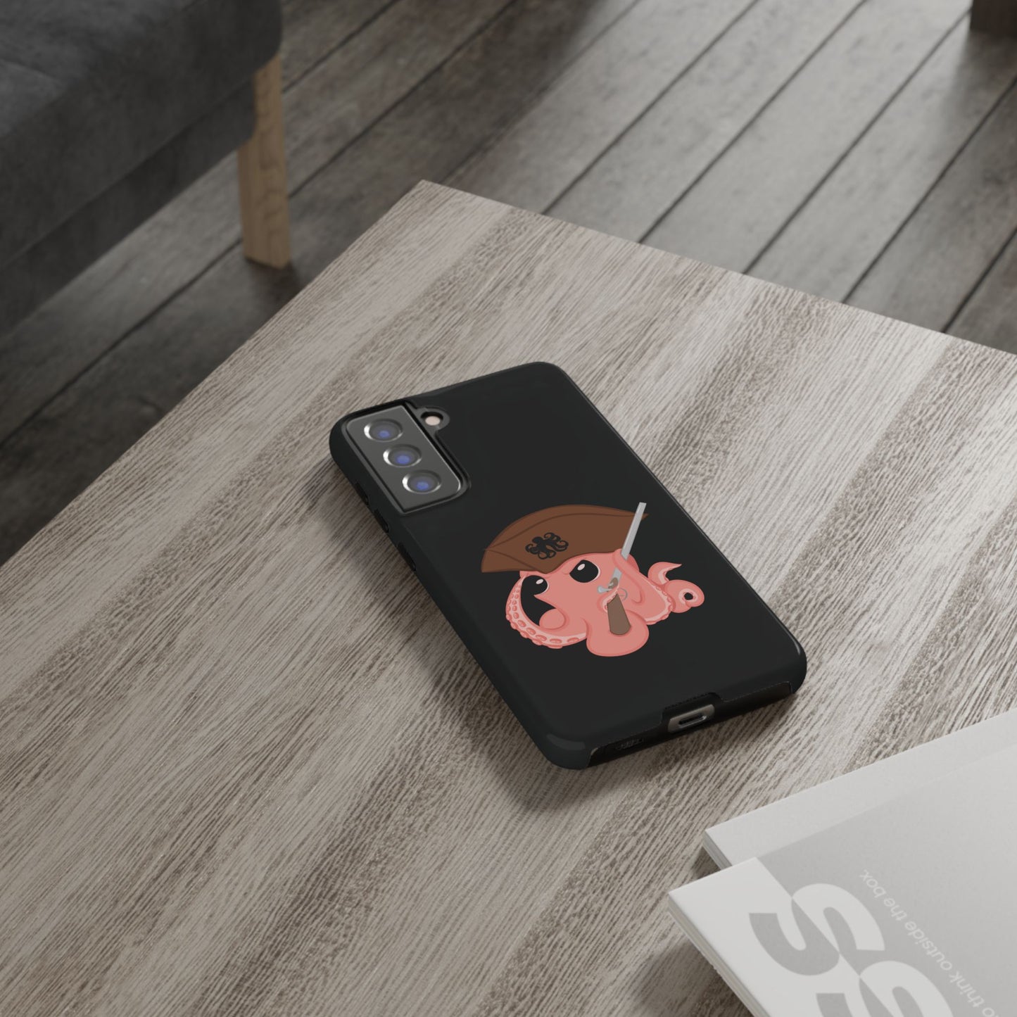 Phone case featuring a cartoon pirate themed original mascot design by the Octopus Revolution.