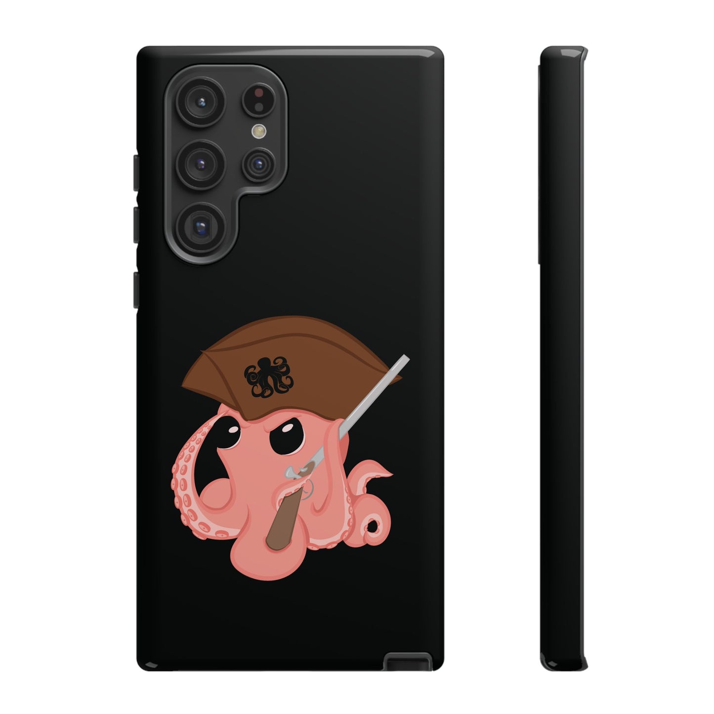 Phone case featuring a cartoon pirate themed original mascot design by the Octopus Revolution.