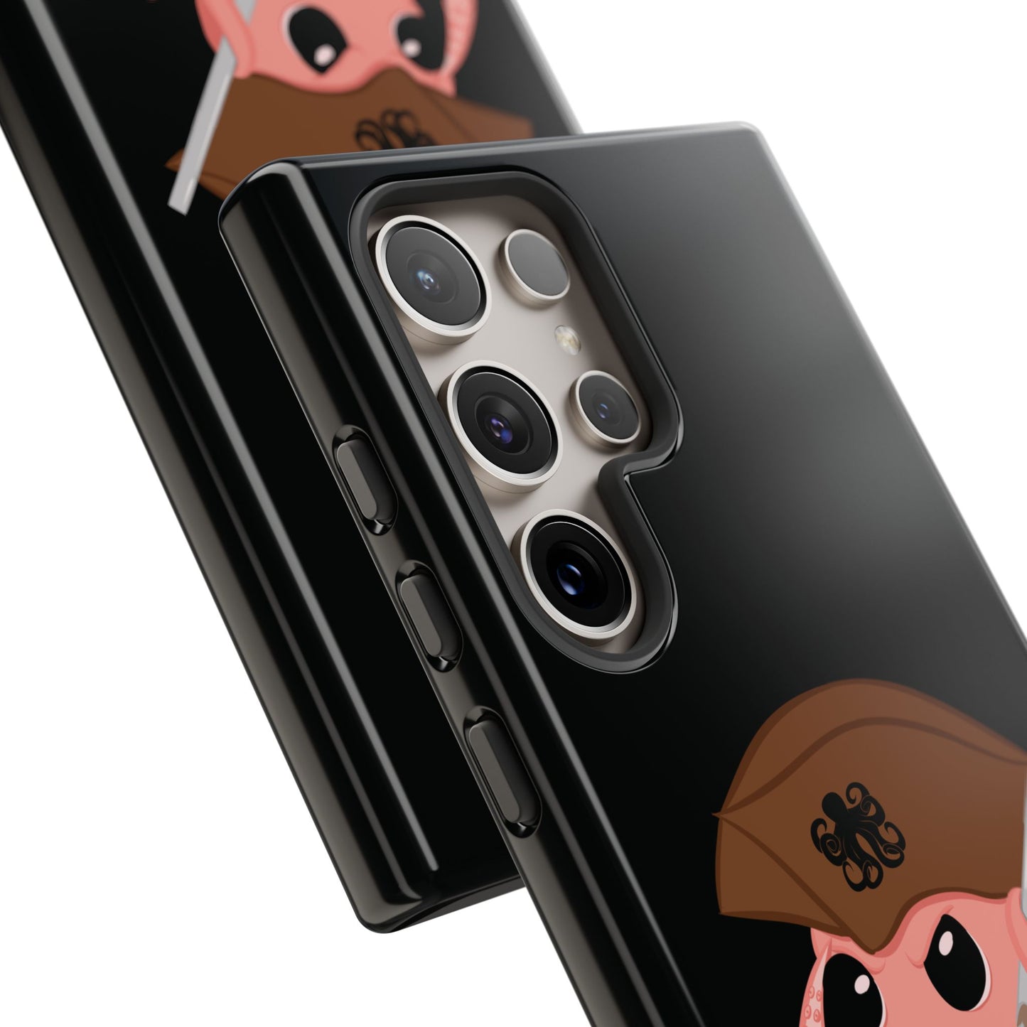 Phone case featuring a cartoon pirate themed original mascot design by the Octopus Revolution.