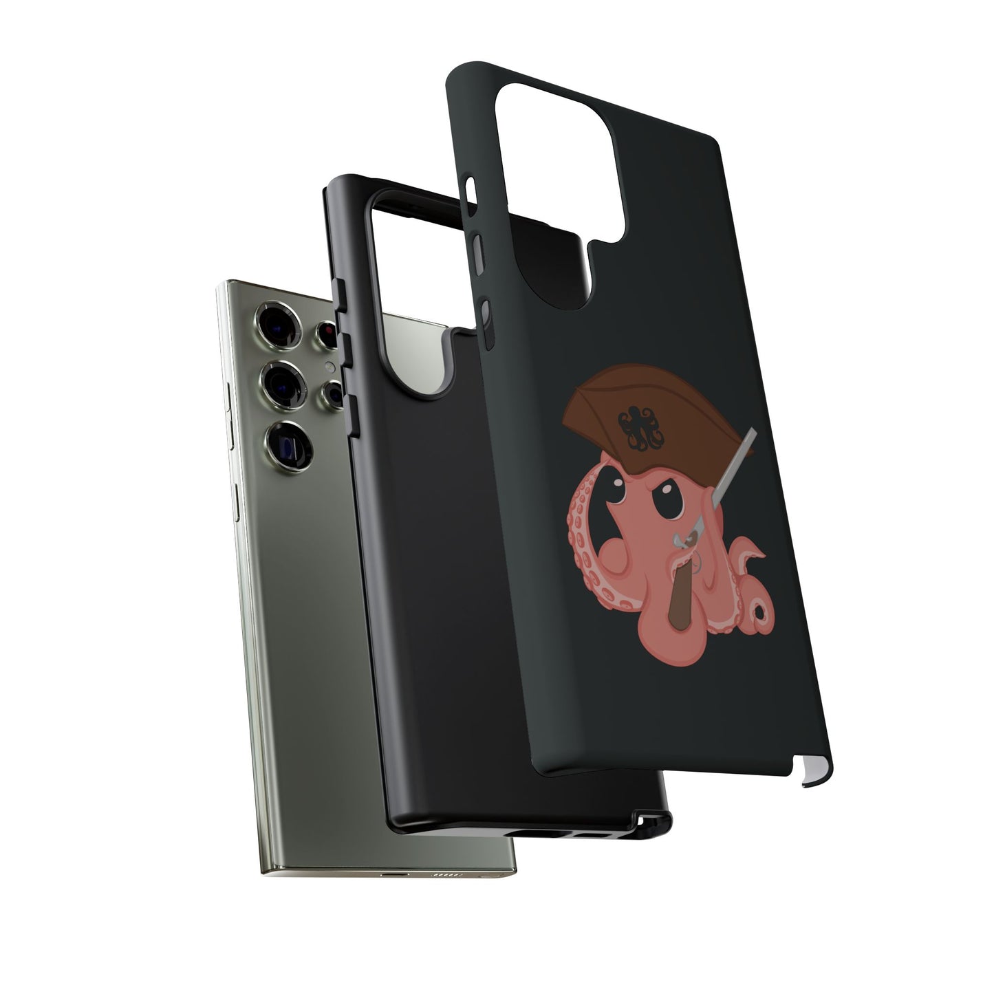 Phone case featuring a cartoon pirate themed original mascot design by the Octopus Revolution.