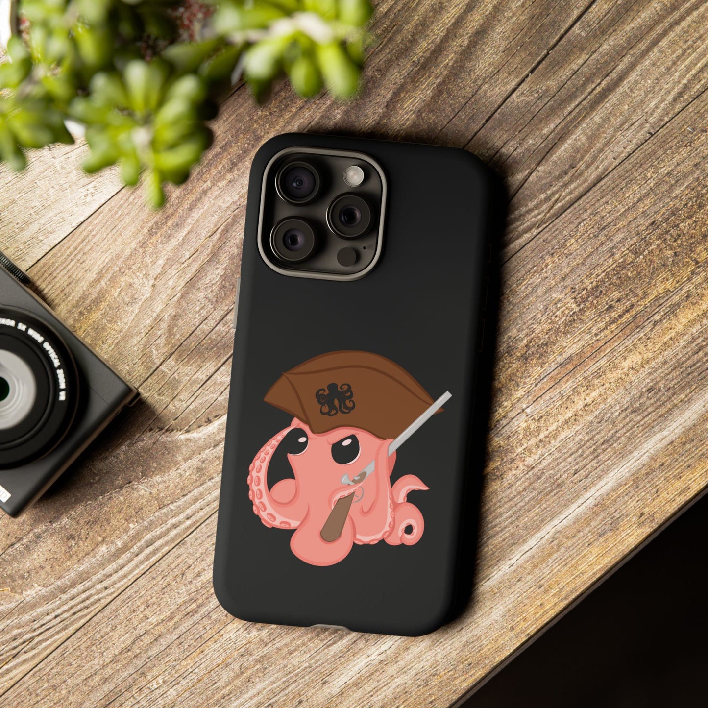 Phone case featuring a cartoon pirate themed original mascot design by the Octopus Revolution.