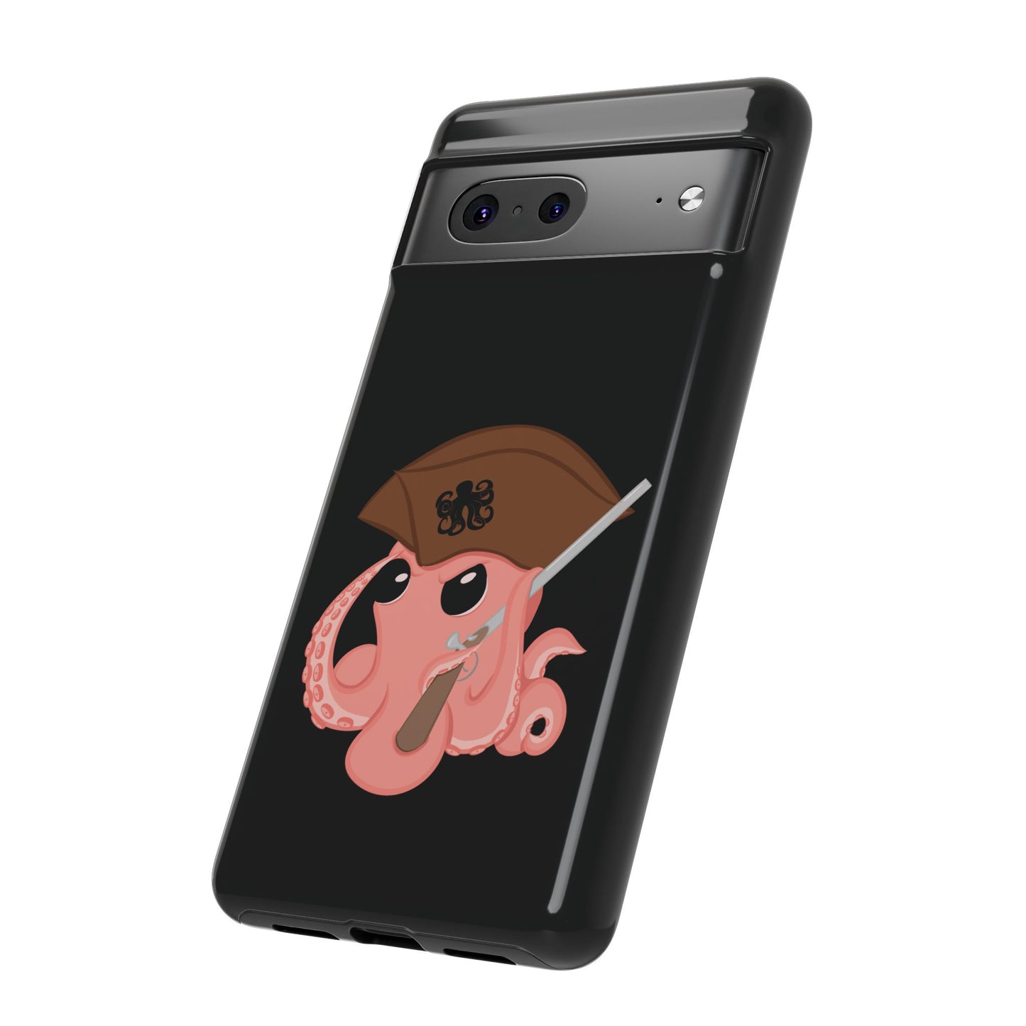 Phone case featuring a cartoon pirate themed original mascot design by the Octopus Revolution.