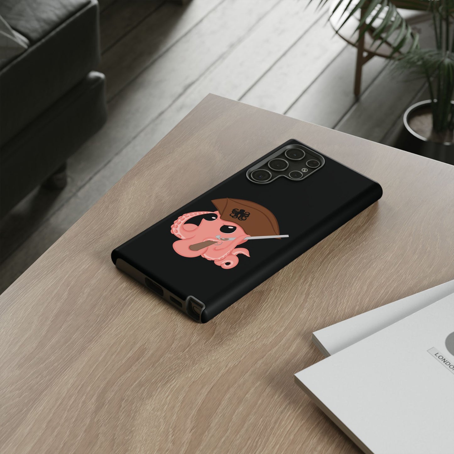 Phone case featuring a cartoon pirate themed original mascot design by the Octopus Revolution.
