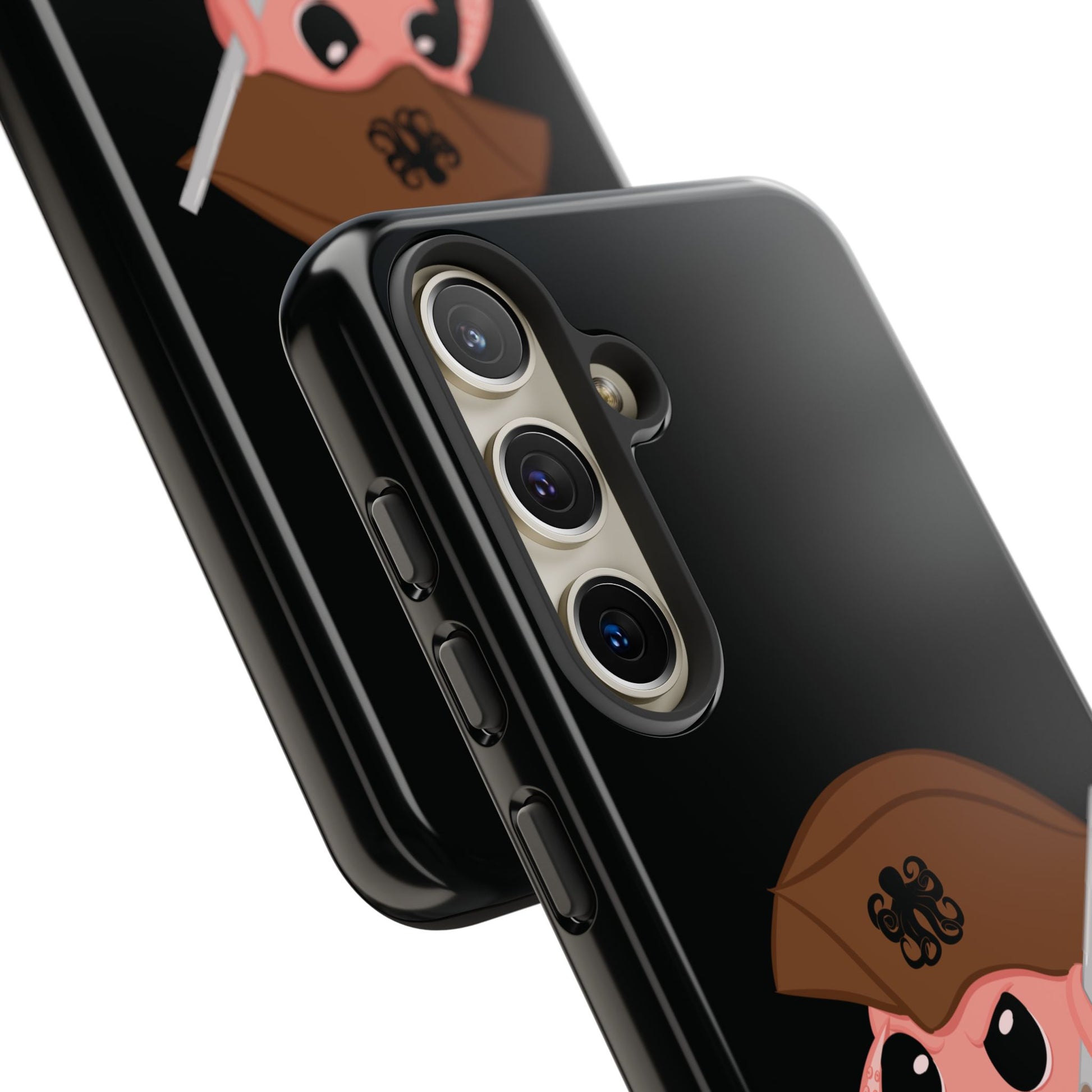 Phone case featuring a cartoon pirate themed original mascot design by the Octopus Revolution.