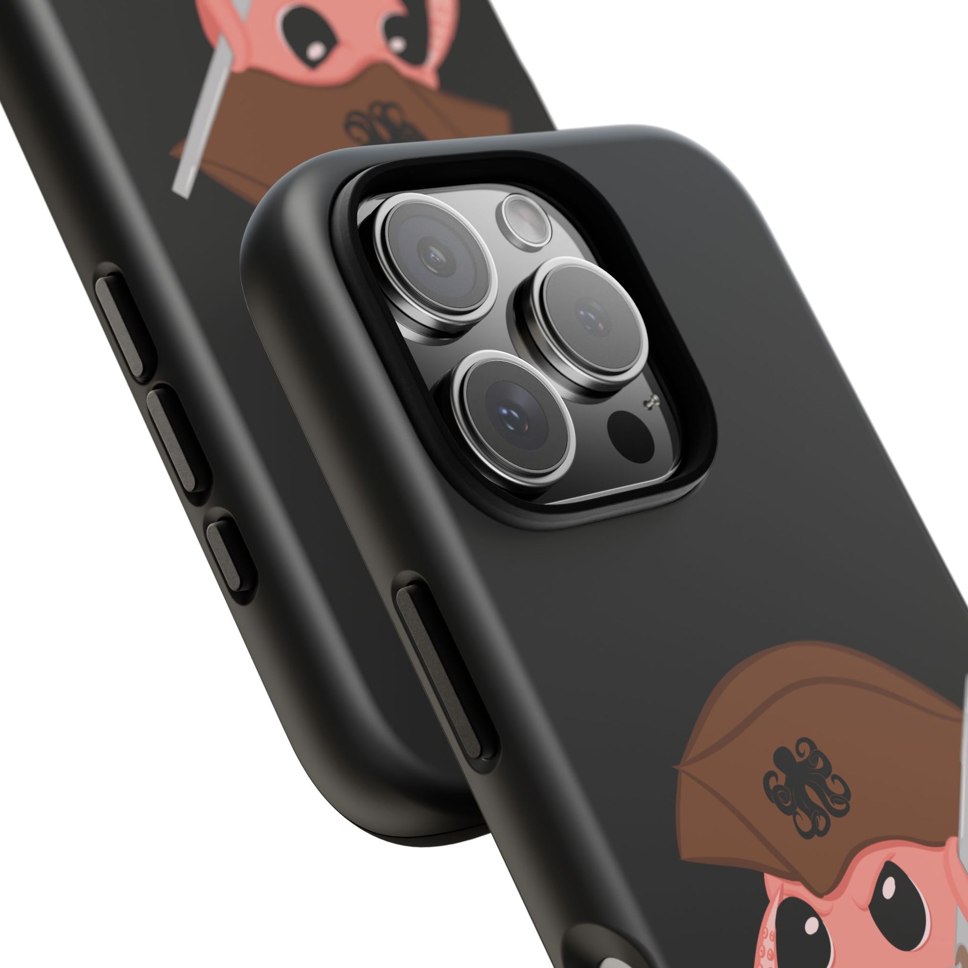 Phone case featuring a cartoon pirate themed original mascot design by the Octopus Revolution.