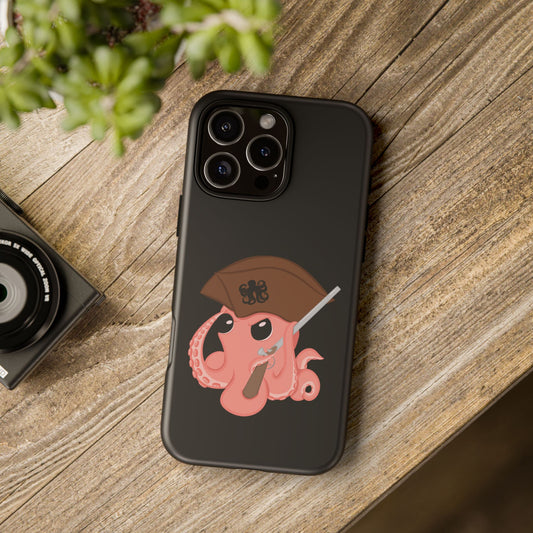 Phone case featuring a cartoon pirate themed original mascot design by the Octopus Revolution.