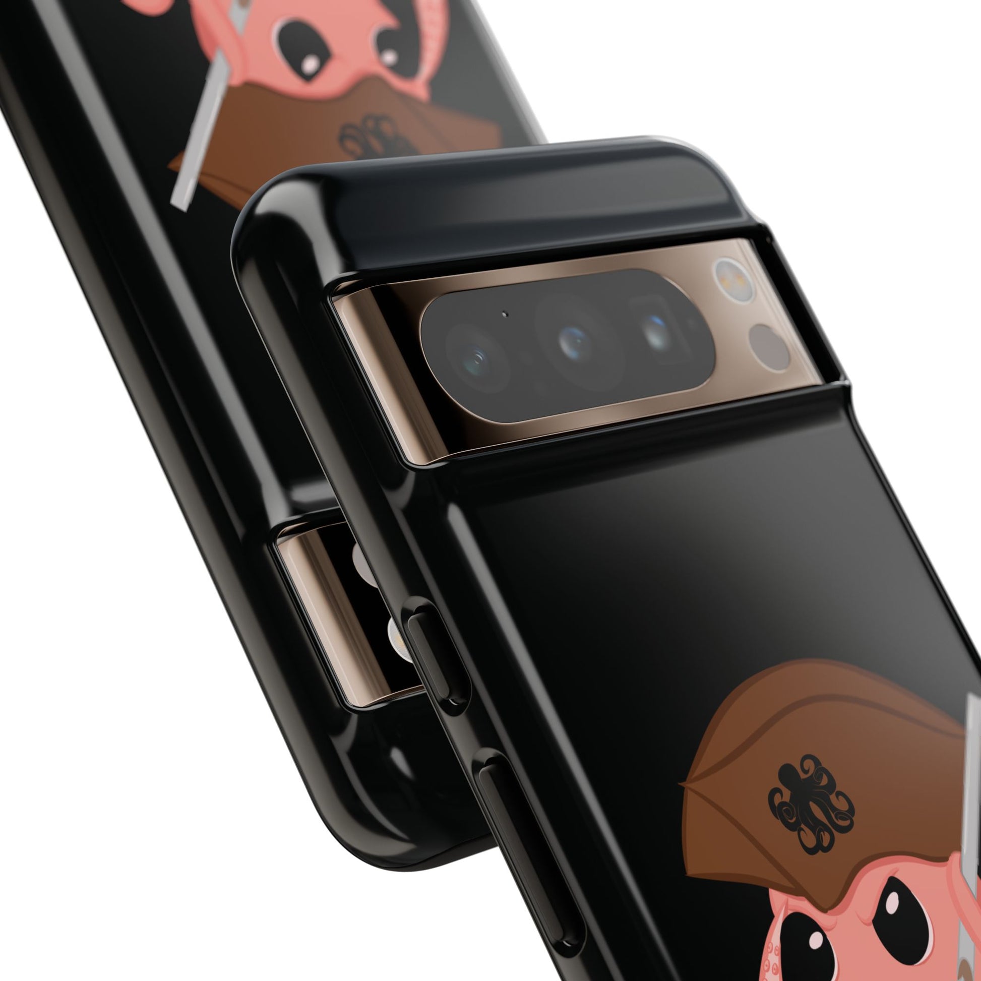 Phone case featuring a cartoon pirate themed original mascot design by the Octopus Revolution.