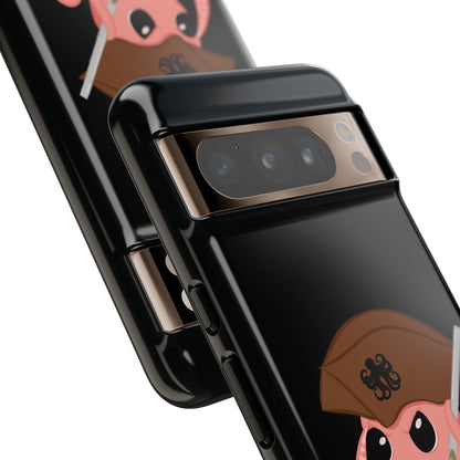 Phone case featuring a cartoon pirate themed original mascot design by the Octopus Revolution.
