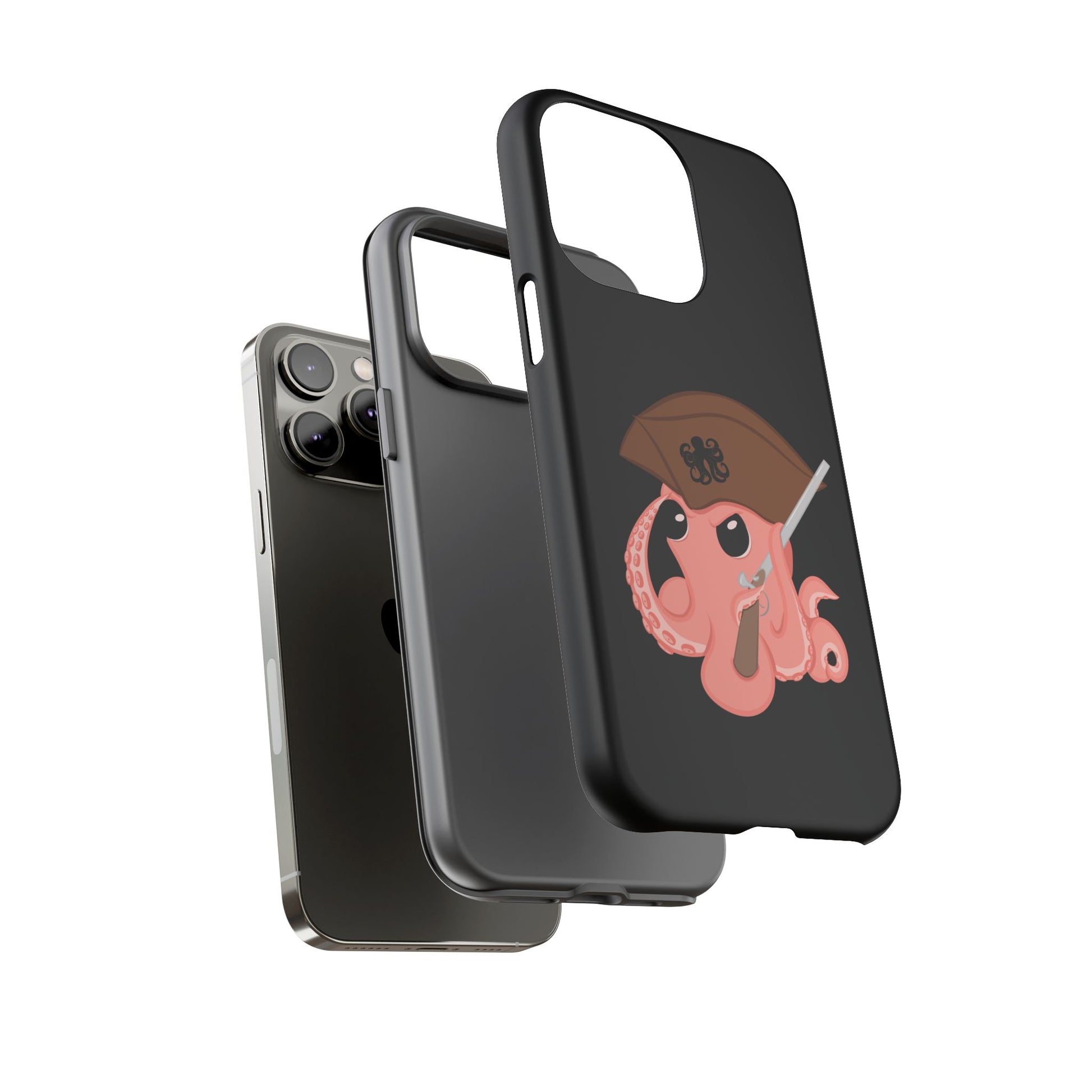 Phone case featuring a cartoon pirate themed original mascot design by the Octopus Revolution.