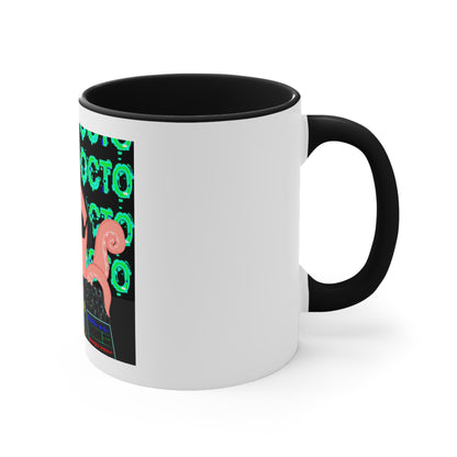 Mug featuring the Techno Octo design by the Octopus Revolution.
