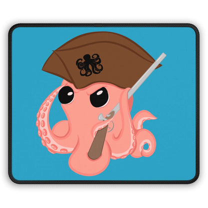 Original Octopus Revolution mascot mousepad featuring a playful octopus in a pirate hat and holding a weapon.
