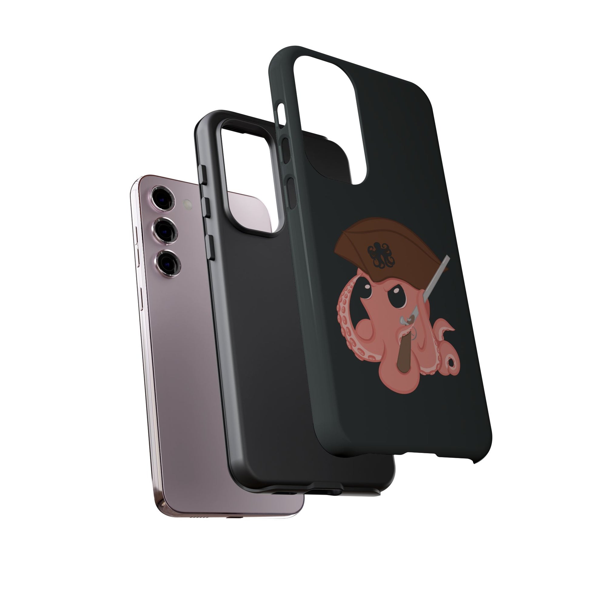 Phone case featuring a cartoon pirate themed original mascot design by the Octopus Revolution.