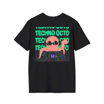 Tshirt featuring the Techno Octo design by the Octopus revolution