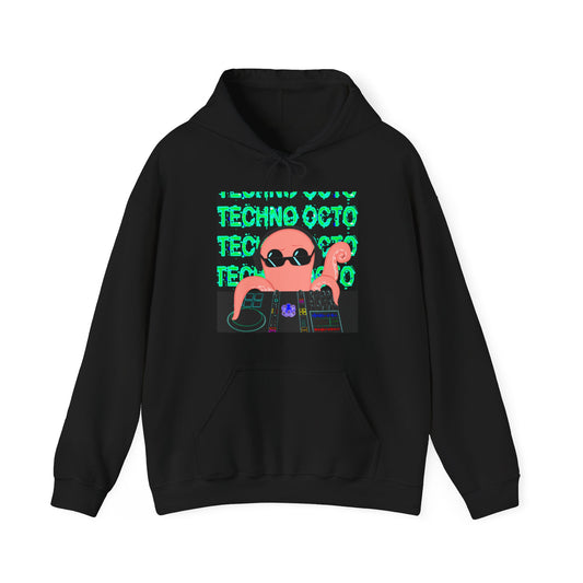 Techno Octo Hoodie (Front Print) | Octopus Revolution