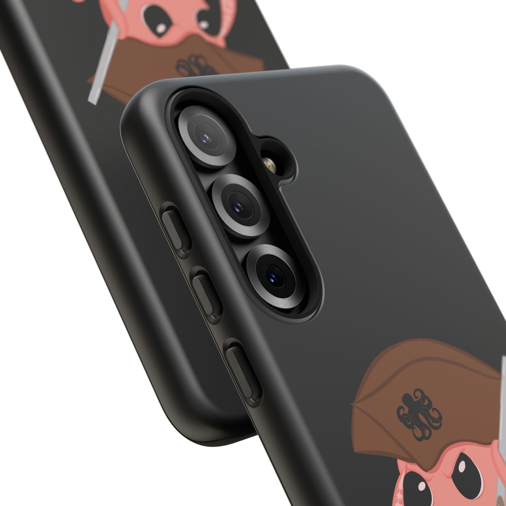 Phone case featuring a cartoon pirate themed original mascot design by the Octopus Revolution.
