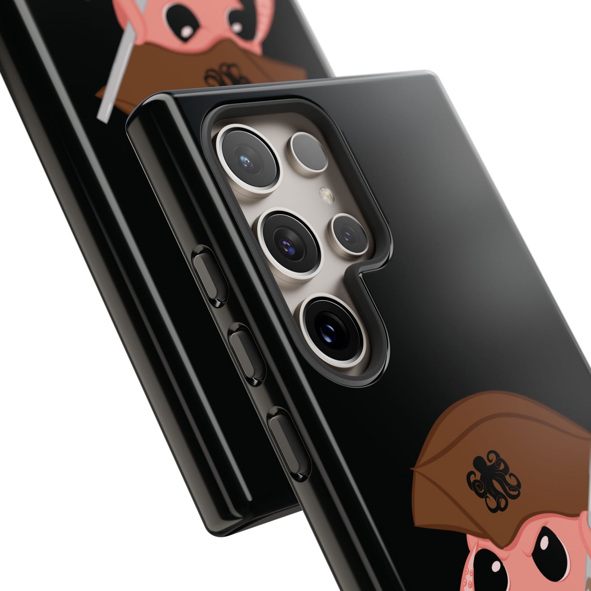 Phone case featuring a cartoon pirate themed original mascot design by the Octopus Revolution.