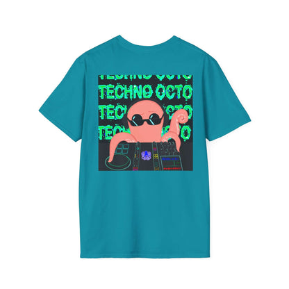 Tshirt featuring the Techno Octo design by the Octopus revolution