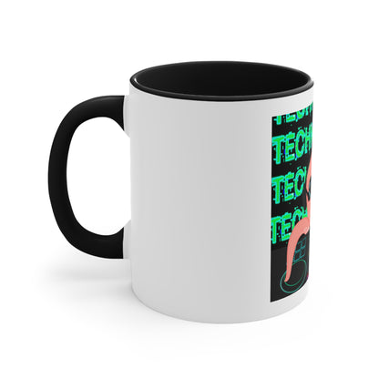 Mug featuring the Techno Octo design by the Octopus Revolution.
