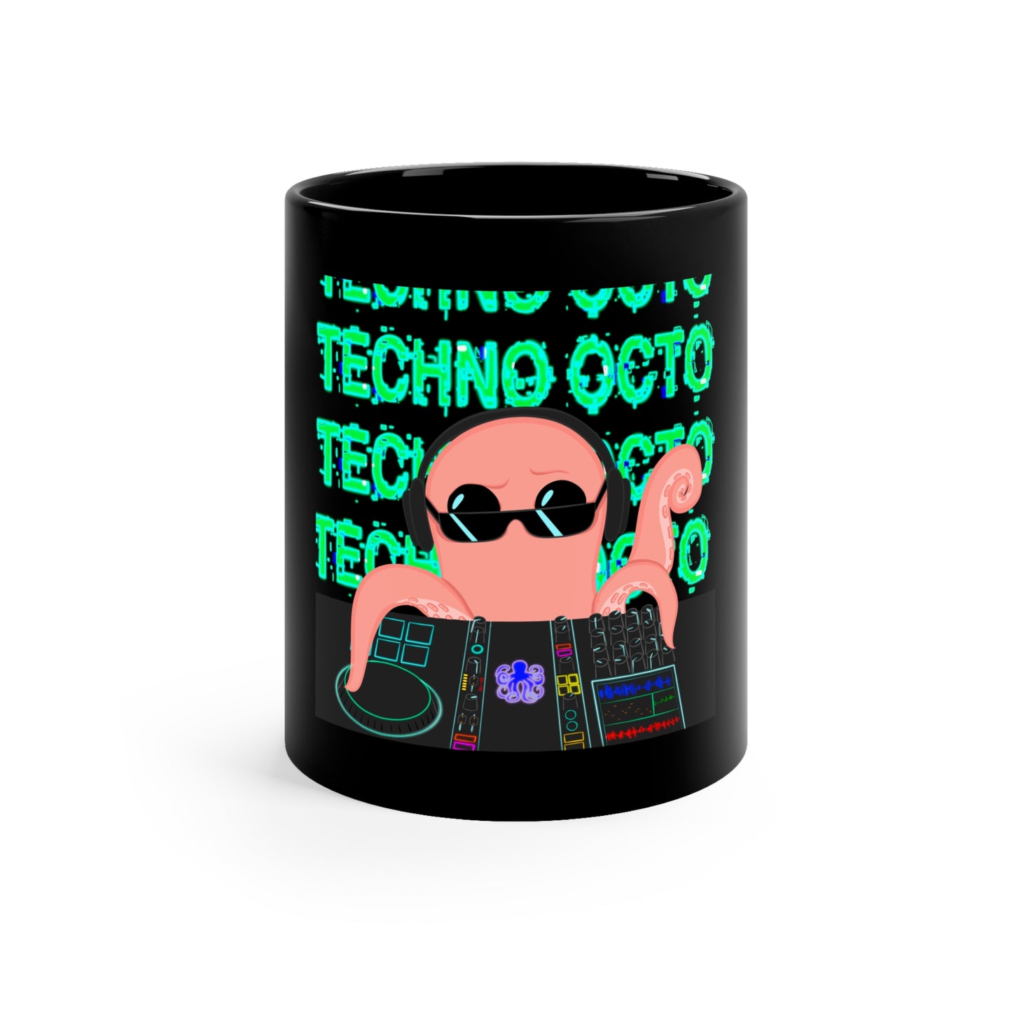 Techno Octo Solid Black Mug | Octopus Revolution